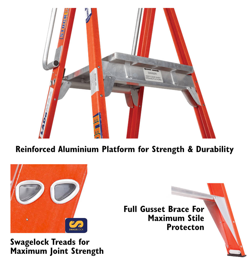 LADaMAX Fibreglass Platform Step ladder - Image 2