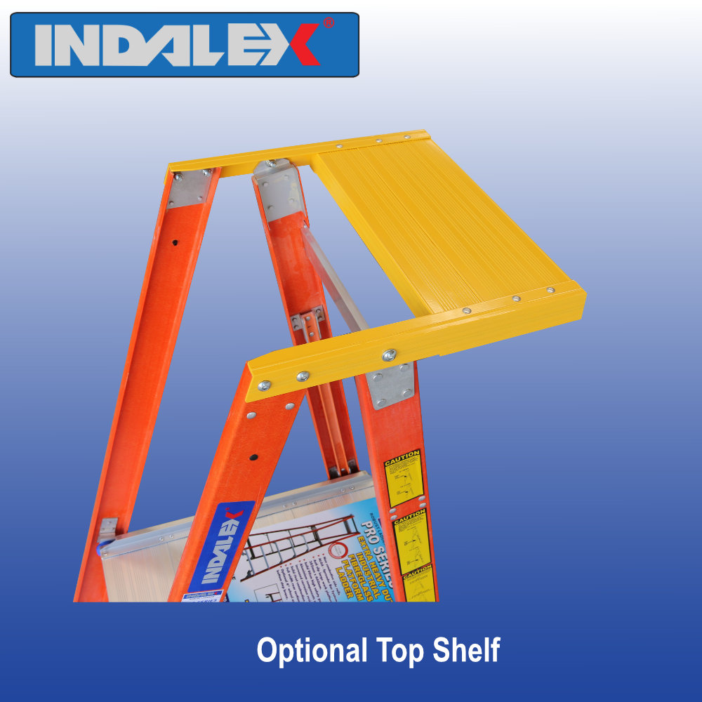 INDALEX Pro Series Fibreglass Platform Ladder optional tray