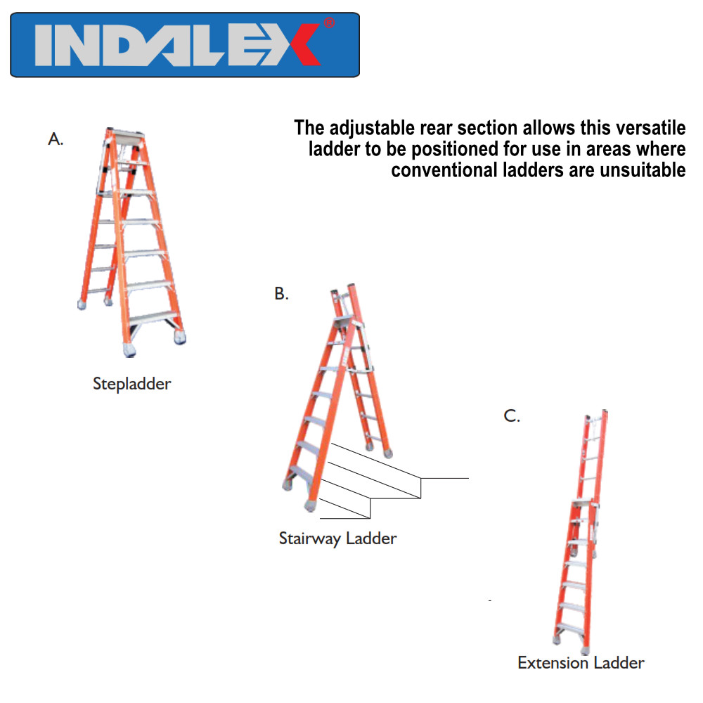 INDALEX Pro Series Fibreglass Combination Ladder assembly options